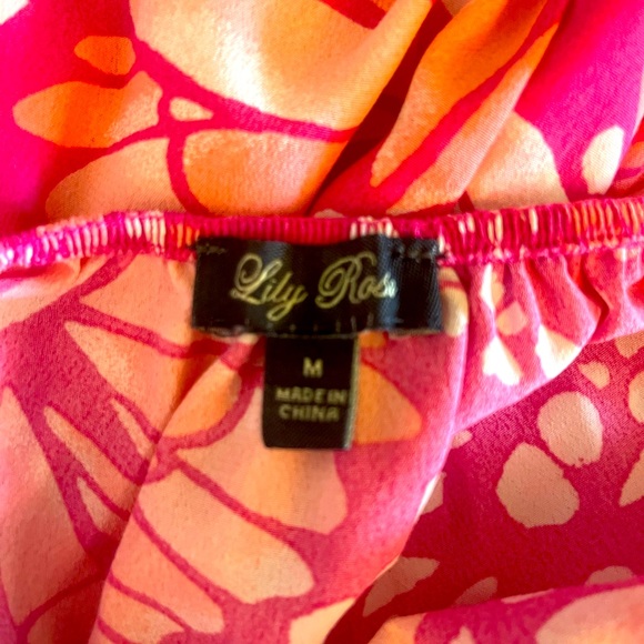 Vibrant pink and peach print dress - Picture 3 of 3